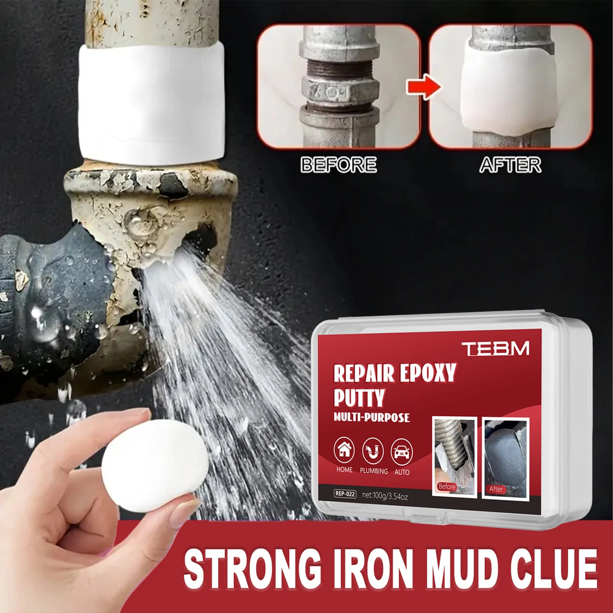 High Strength Epoxy Putty – Waterproof, Heat Resistant, Hand-Kneadable Repair Adhesive