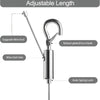 Close-up diagram showing the adjustable length and features of a nickel-plated iron hook with an auto spring lock.