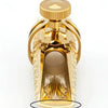 Gold-plated brass tenor saxophone mouthpiece with polished side rails and top rail
