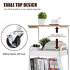 A white 3-tier rolling utility cart with a wooden top design, featuring potted plants and various items.