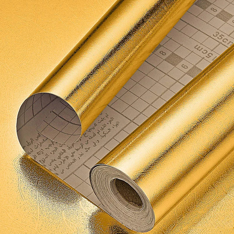 Roll of gold self-adhesive aluminum foil kitchen wall stickers with measurement markings