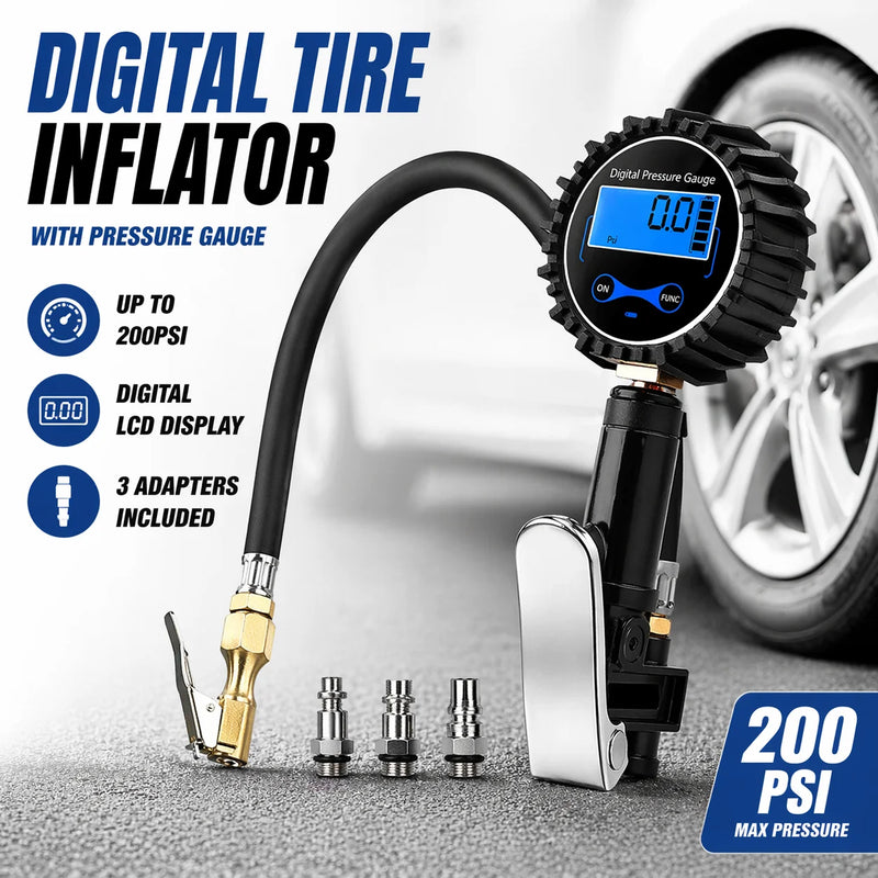 Portable Digital Tire Inflator with LCD Gauge