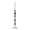 Ergonomic crochet hook with a sunflower design, featuring a colorful, patterned handle.
