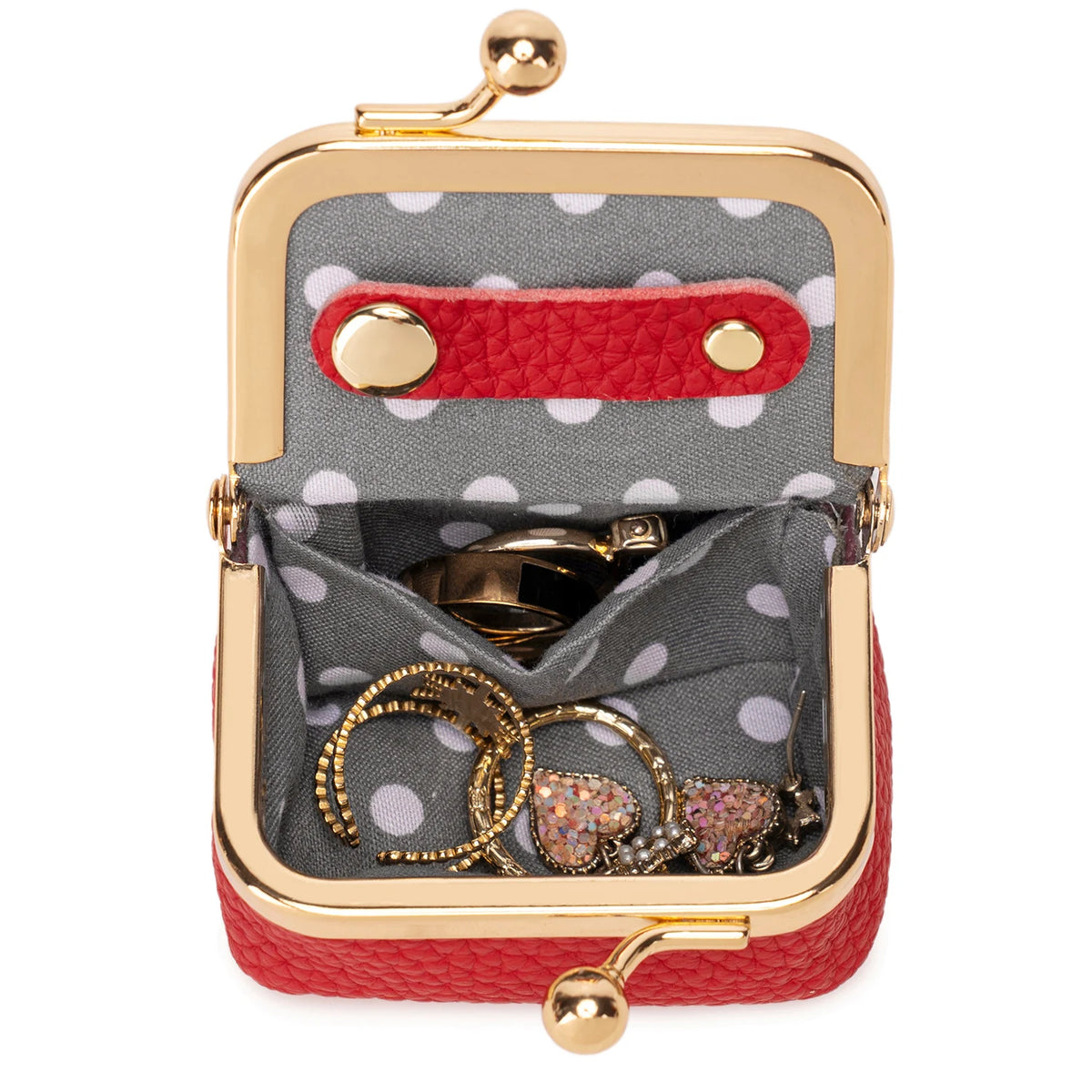 Vintage PU Leather Jewelry Box with Kiss Lock Closure