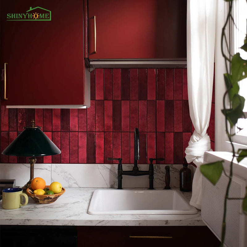 Burgundy 3D Peel-and-Stick Wall Tiles