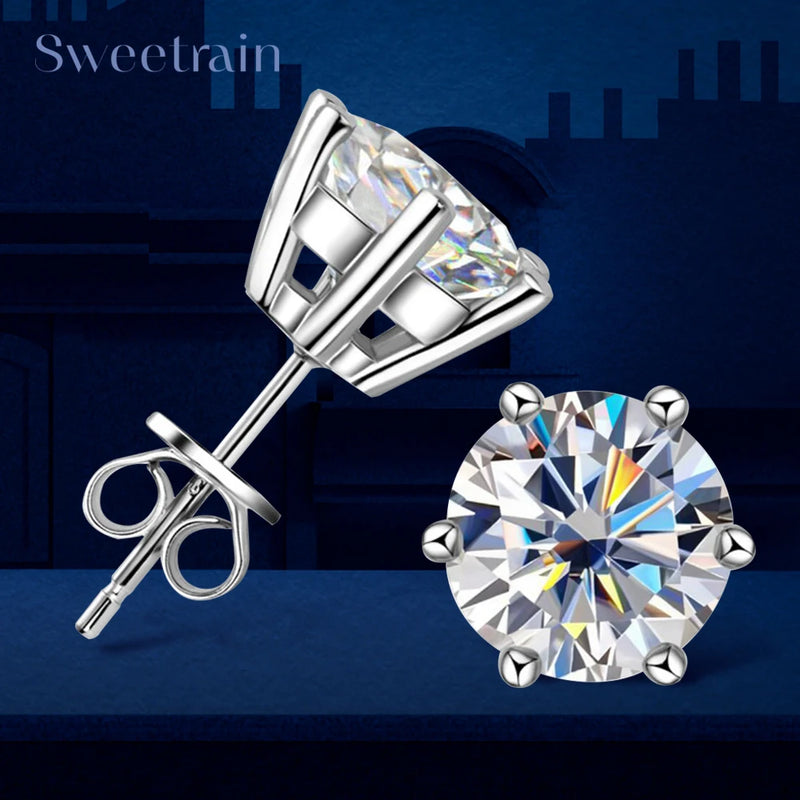 Moissanite Stud Earrings in Sterling Silver