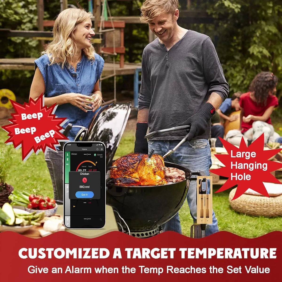 Bluetooth Fleischthermometer mit doppelten Sonden