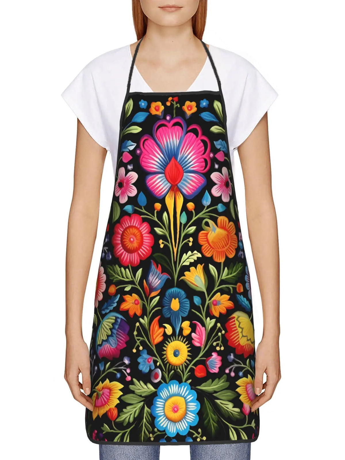 Polish Folk Floral Sleeveless Apron - Vintage Design for Cooking, Crafting & More