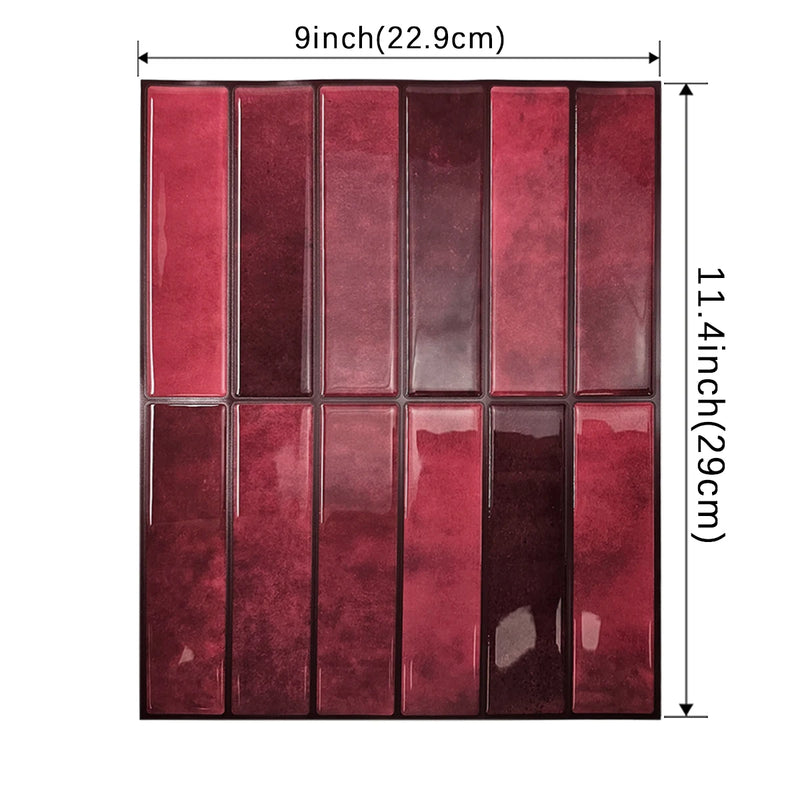 Burgundy 3D Peel-and-Stick Wall Tiles
