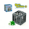 A gray plastic fish pool dive toy is shown next to its packaging and a green frog toy.
