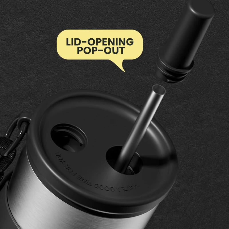 Stainless Steel Vacuum-Insulated Water Bottle with Straw