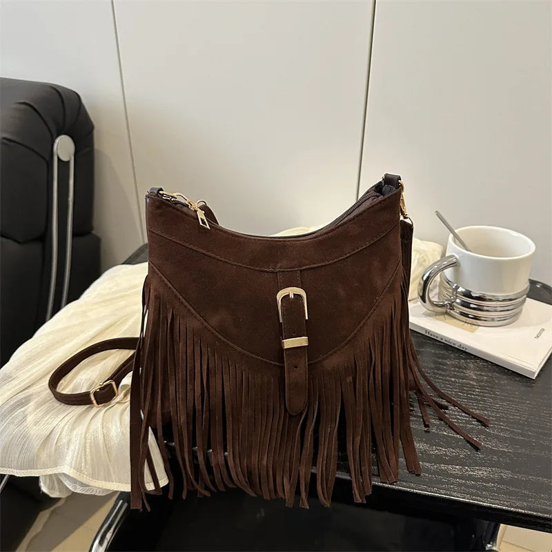 Sac bandoulière bohème avec franges