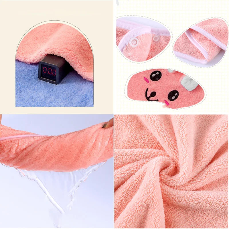 Kids' Bunny Ears Bath Towel Wrap – Soft Microfiber Towel Skirt for Girls
