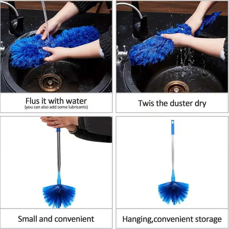 Extendable Cobweb Duster with Microfiber Head & Lightweight Aluminum Pole