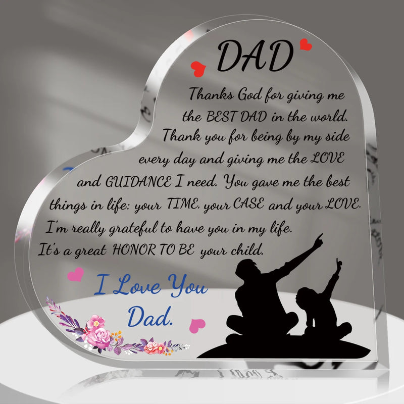 Placa de Acrílico con Forma de Corazón para Papá