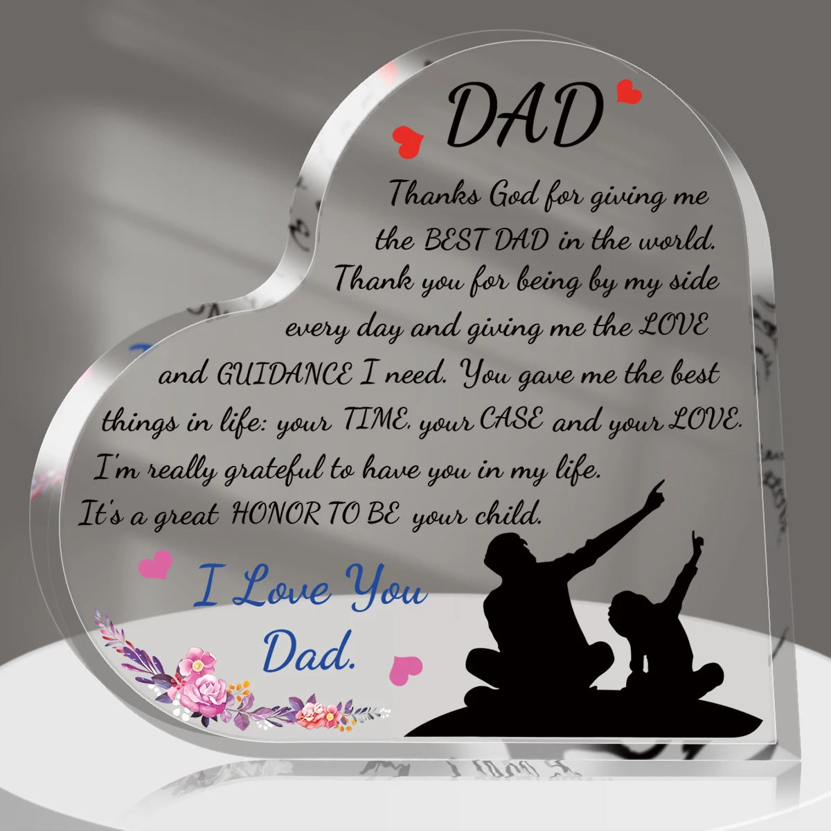 Heart-Shaped Acrylic Keepsake Plaque for Dad