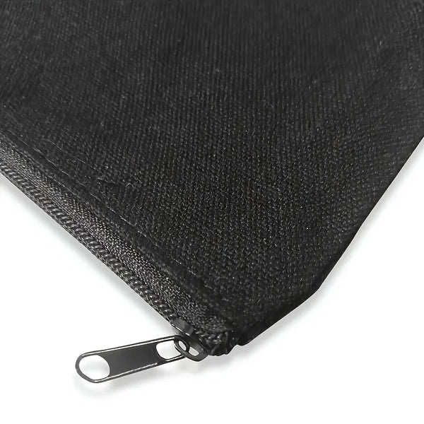 Bolsa personalizable de maquillaje negra con cremallera visible