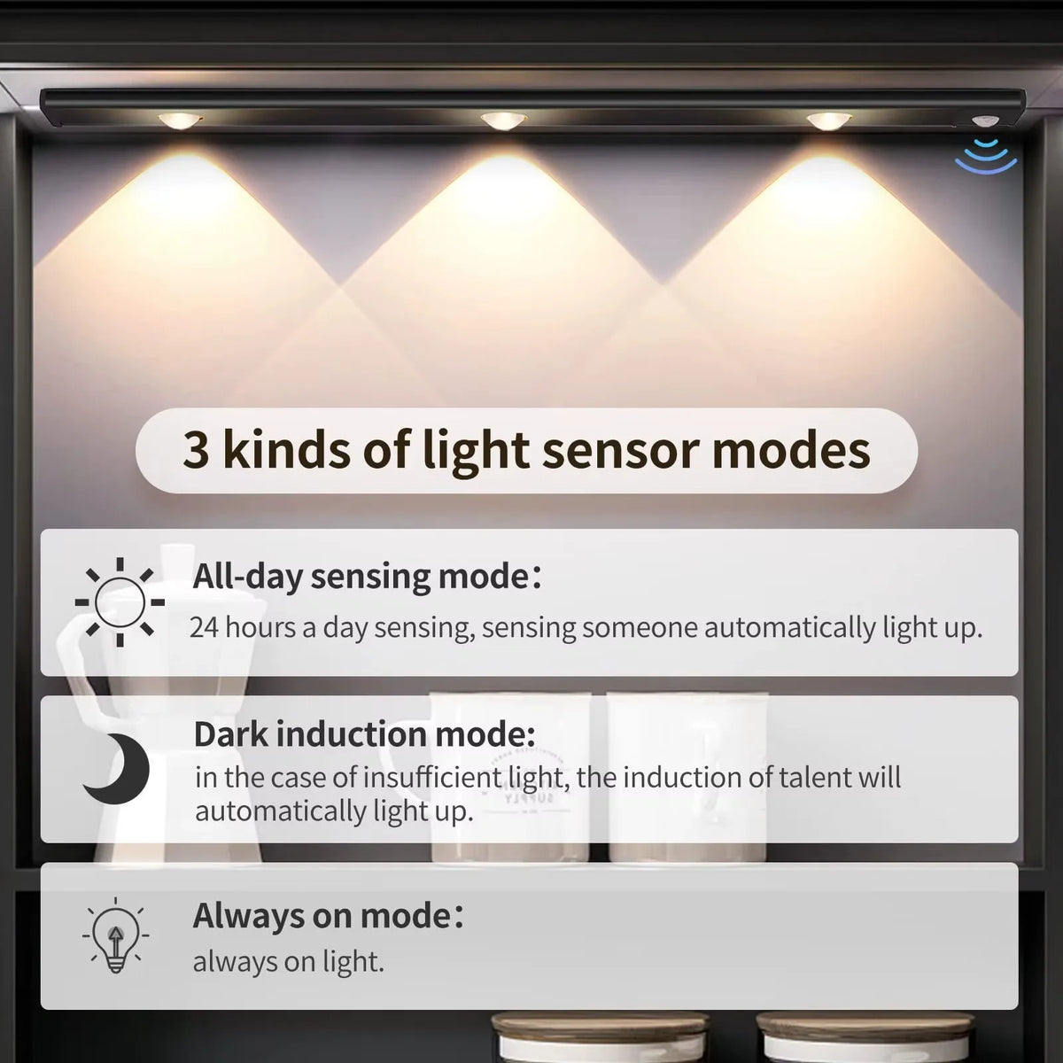 Lumières LED sous les armoires avec détecteur de mouvement