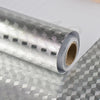 Roll of silver self-adhesive aluminum foil kitchen wall stickers with a geometric pattern