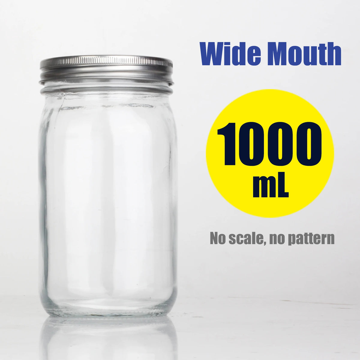 A clear glass mason jar with an airtight lid, labeled for 1000 mL capacity.