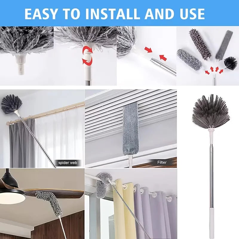 5-in-1 Microfiber Duster with 111-Inch Extension Pole