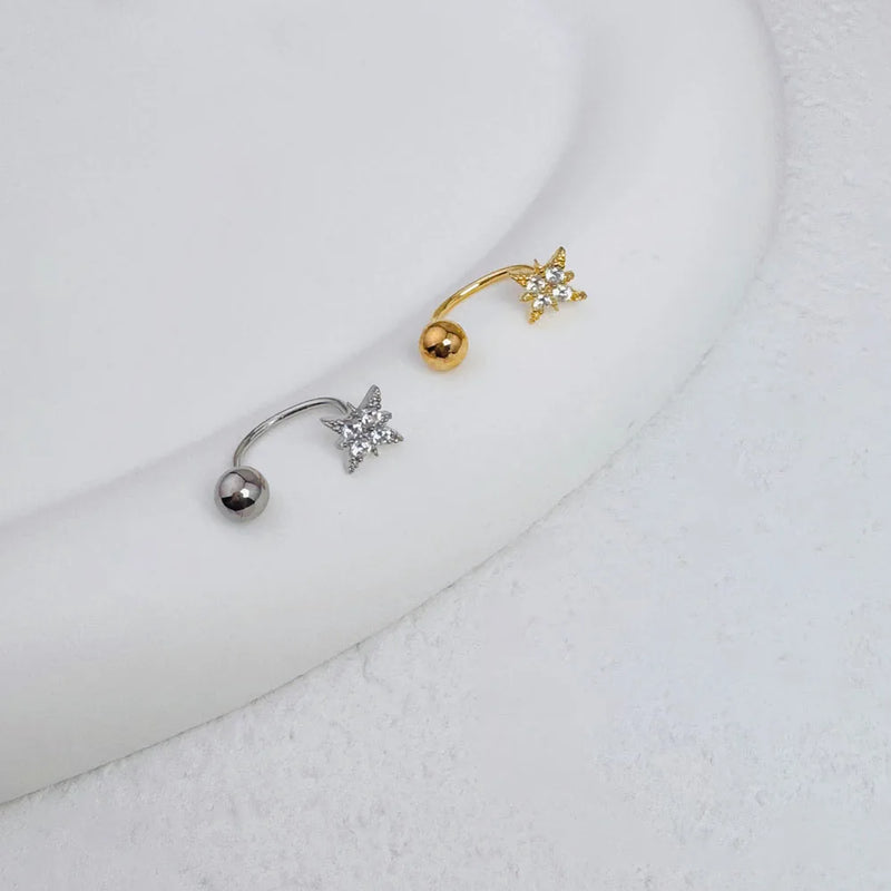 Zircon Star Nose Ring in 14K Gold