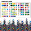 A collection of acrylic markers featuring 120 vibrant colors arranged in a grid.