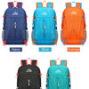 A collection of multiple colored ultra-light foldable travel backpacks including Navy, Blue, Orange, Black, and Green.