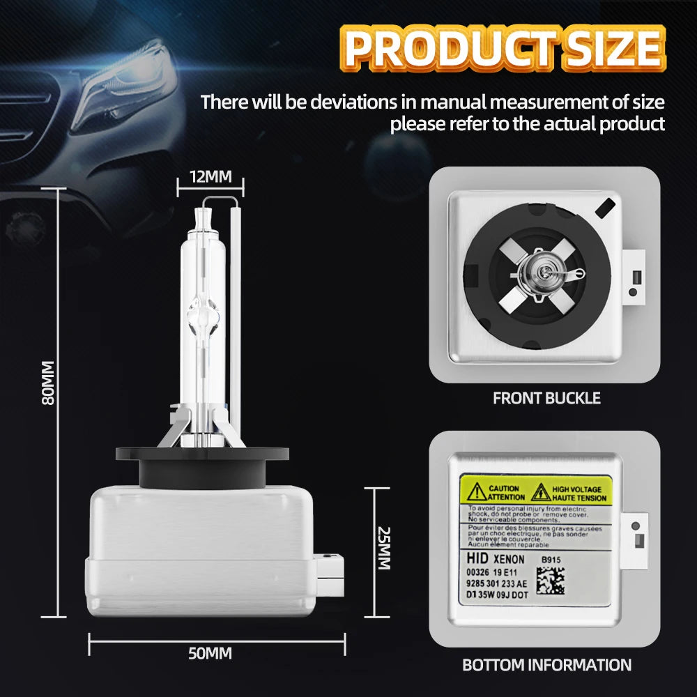D1S/D1R HID Xenon Headlight Bulbs (Pair) - 35W, Plug-and-Play, IP68 Waterproof