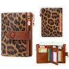 Vintage Leopard Print Tri-Fold Wallet with Double Zipper
