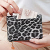Vintage Leopard Print Tri-Fold Wallet with Double Zipper
