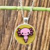 Cartoon Axolotl Glass Pendant Necklace