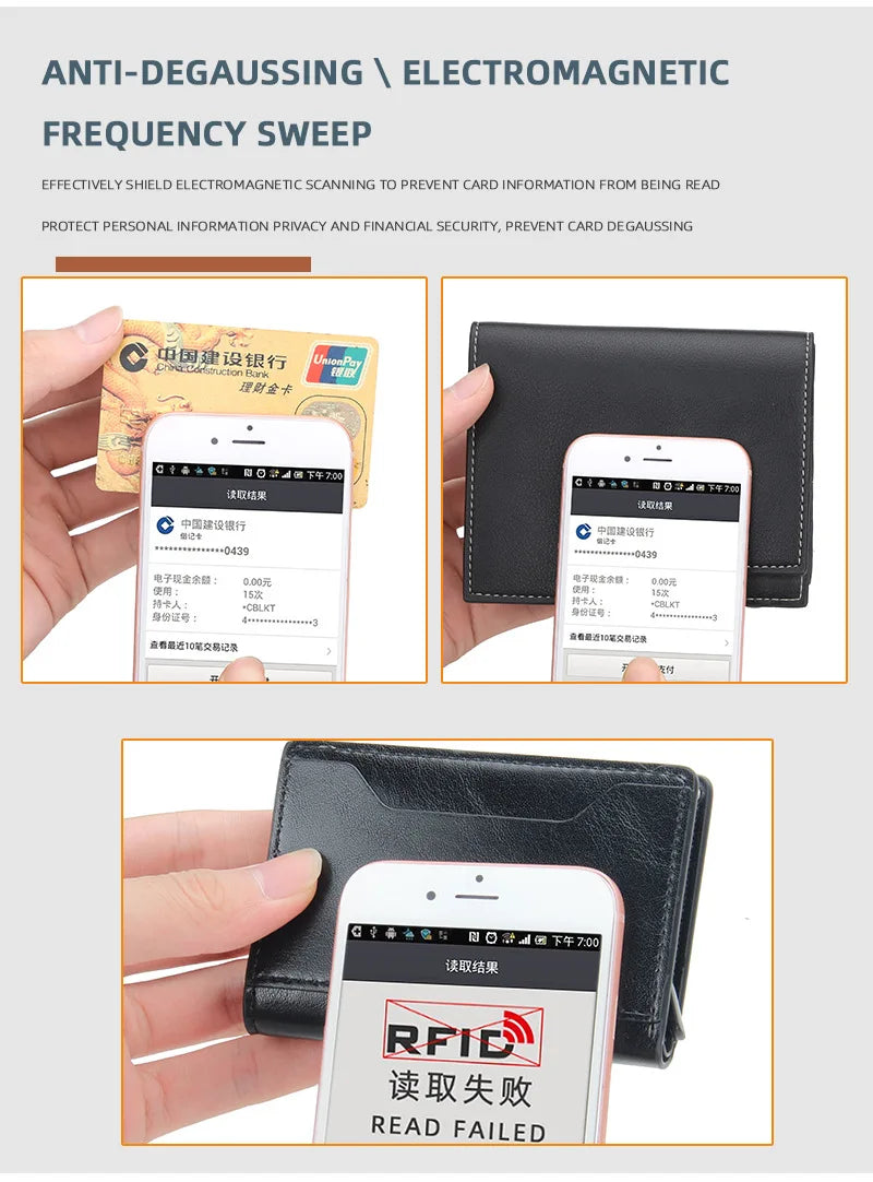 Carbon Fiber Mini RFID Blocking Wallet for Men