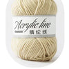 A ball of cream-colored acrylic line yarn for knitting and crochet.