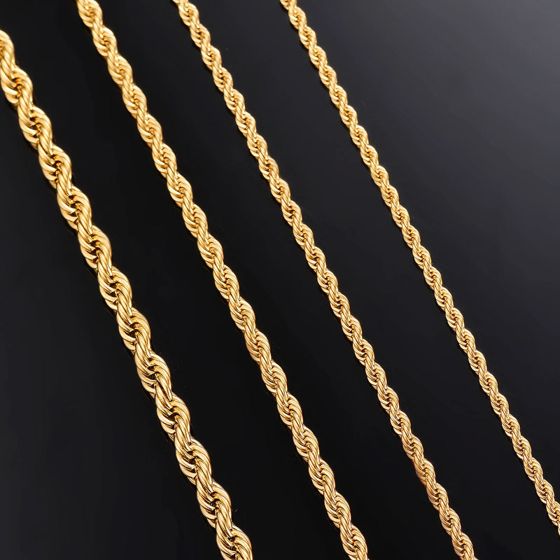 Gold Stainless Steel Rope Chain Necklace