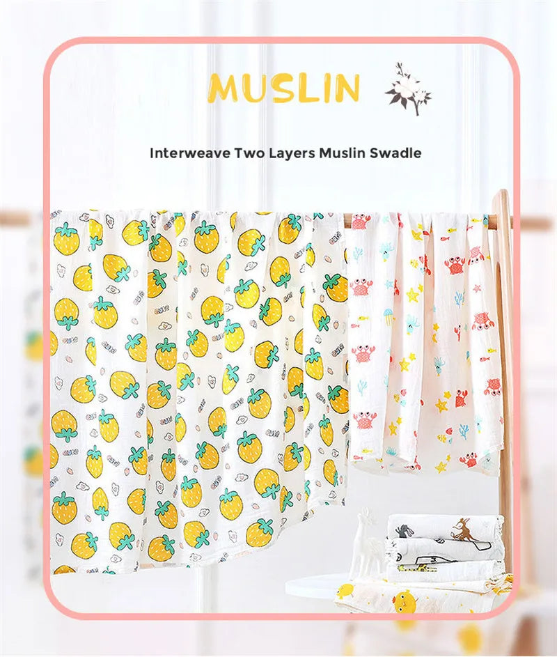 Super Soft Cotton Muslin Baby Swaddle Blanket