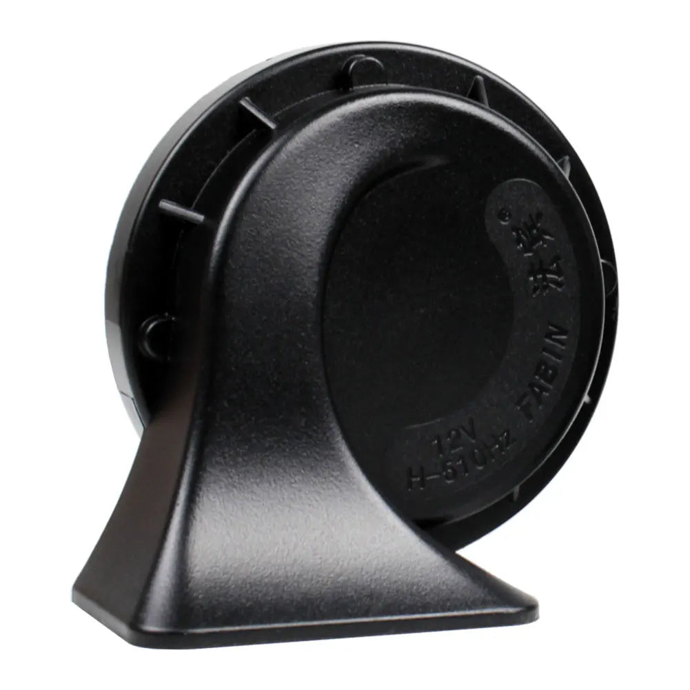 Black waterproof electric snail horn with a conical shape.