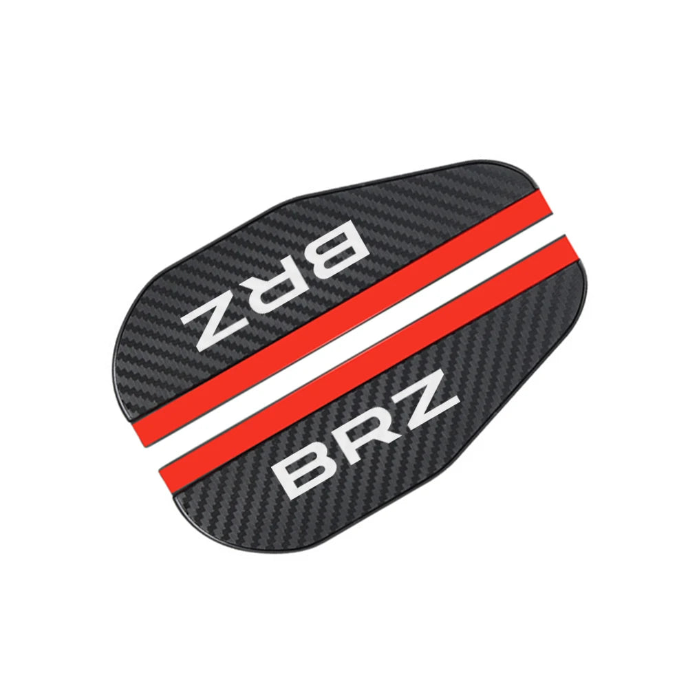 Black carbon fiber mirror visors with red and white stripes for Subaru rain guard