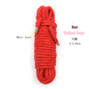 Red cotton rope with a metal cover, 10 meters long, used for Shibari bondage.