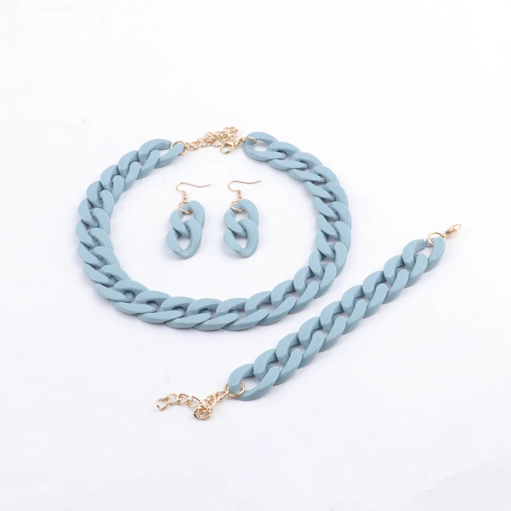 Colorful Acrylic Chain Necklace Set for Women