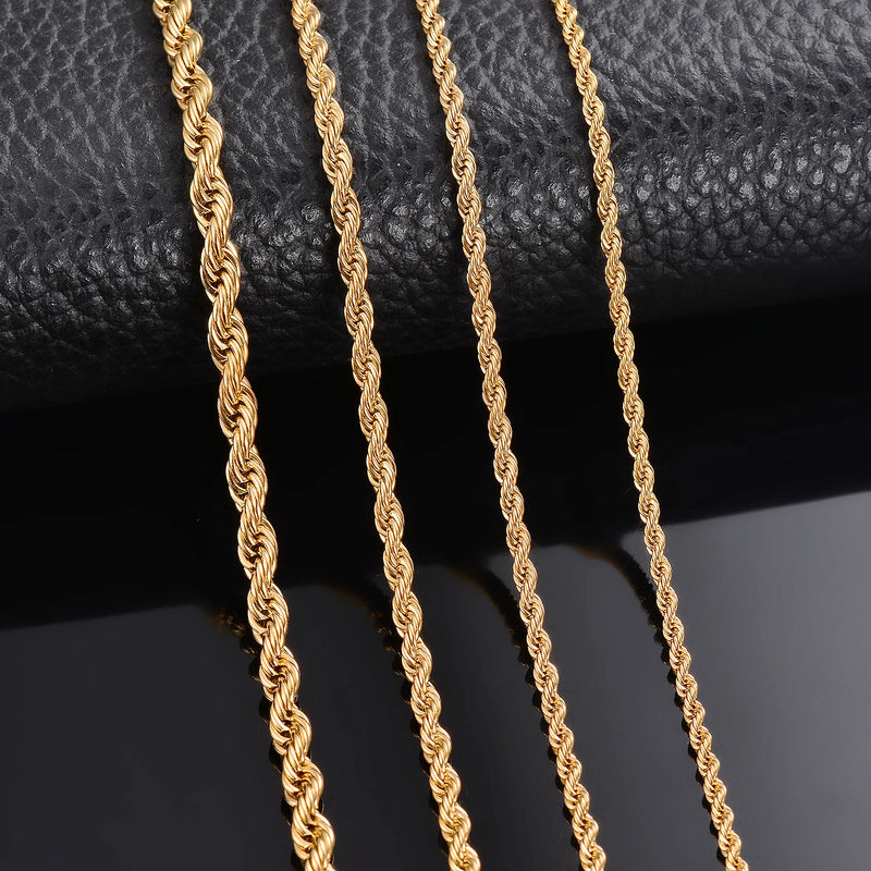Gold Stainless Steel Rope Chain Necklace