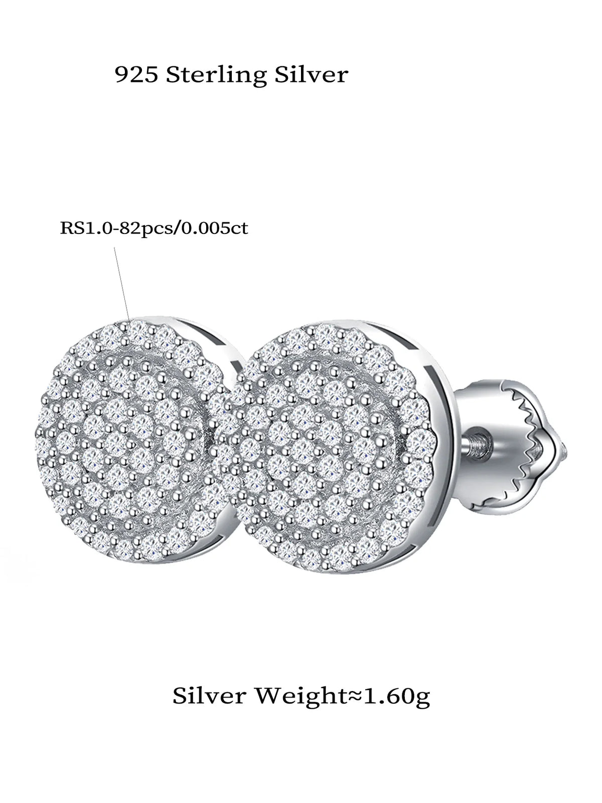 Boucles d'oreilles à diamants moissanite ronds en argent sterling 925