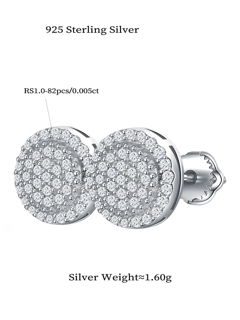 Round Brilliant Moissanite Stud Earrings in Sterling Silver