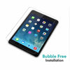 A clear bubble-free tempered glass screen protector is shown on an iPad Pro display.