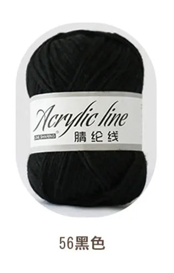 Black acrylic line yarn ball for knitting and crochet