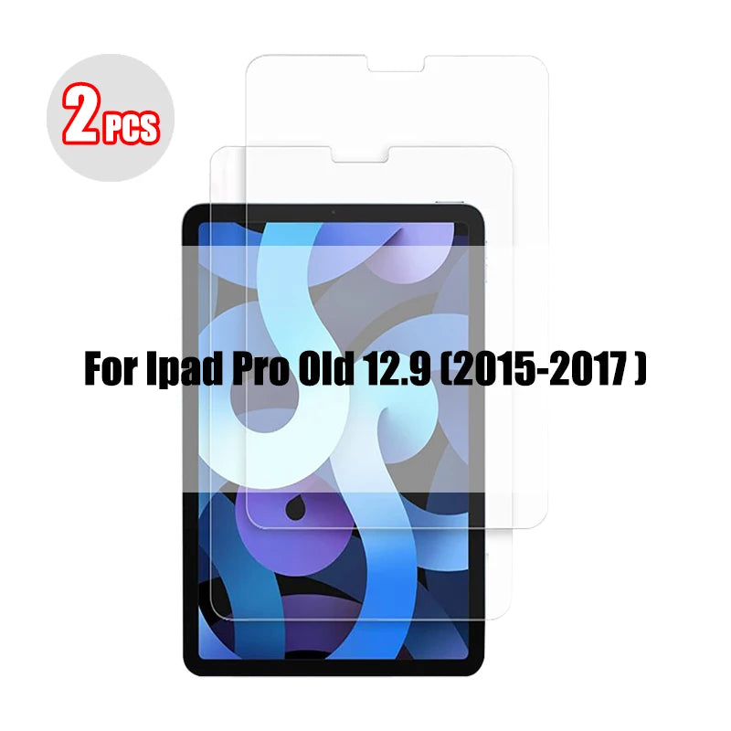 Two tempered glass screen protectors for an iPad Pro Old 12.9 model.