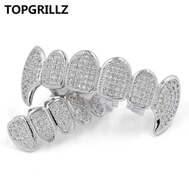 مجموعة أسنان ذهبية صلبة (Grillz)