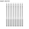 A pack of 12 stainless steel sewing machine needles.