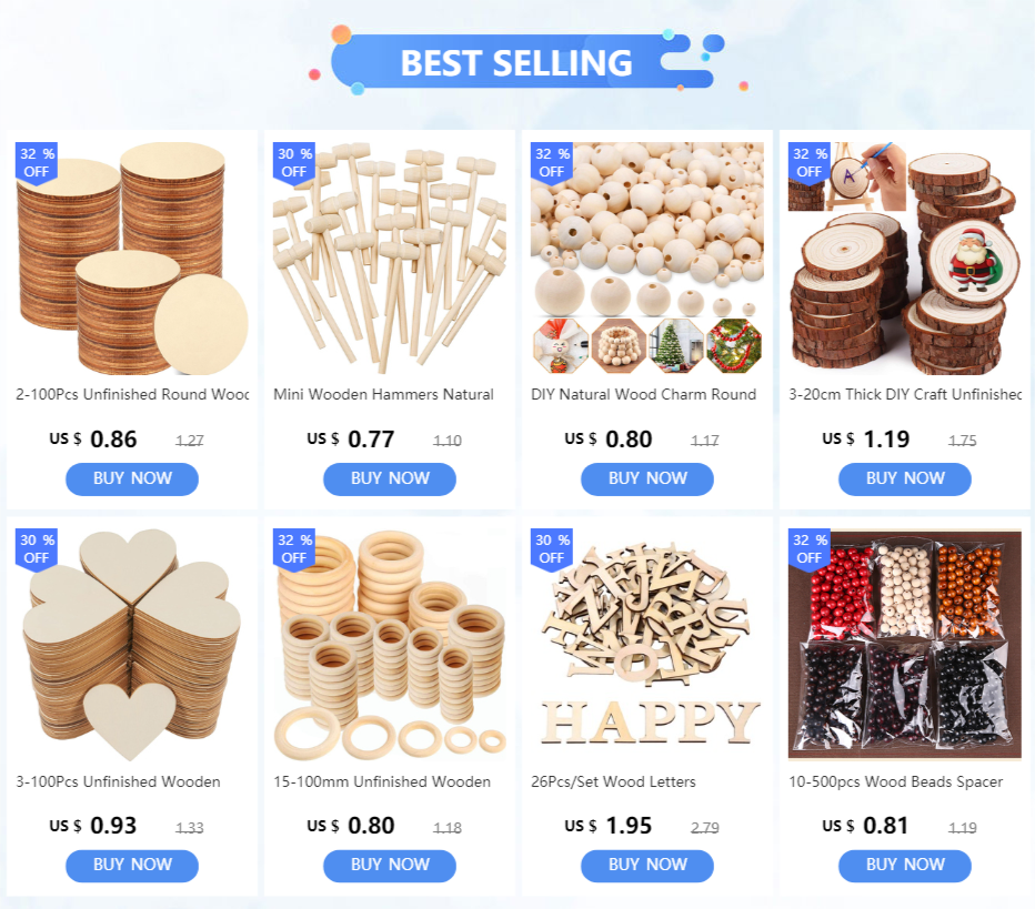 Natural Unfinished Wooden Heart Shapes for DIY Crafts