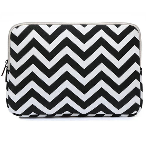 Black and white chevron patterned laptop sleeve or laptop bag